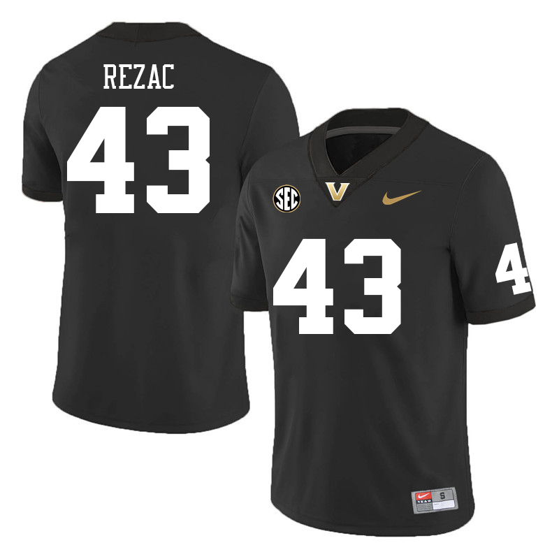 Vanderbilt Commodores #43 Dominic Rezac College Football Jerseys Sale Stitched-Black